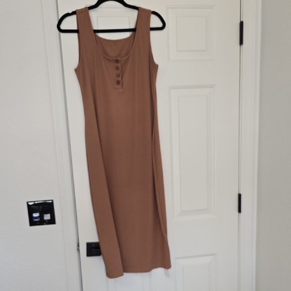 Elegant Tan Sleeveless Dress Sz Xl Nwt - Picture 1 of 7